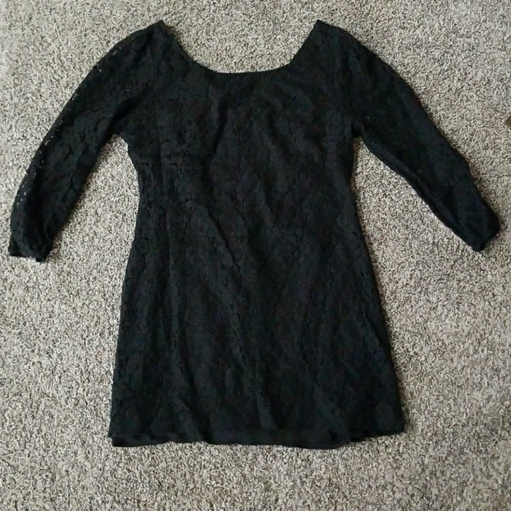 Black lace dress with gold sipper